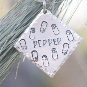 Shakers,  personalized dog tag / metal pet ID name tag, salt and pepper