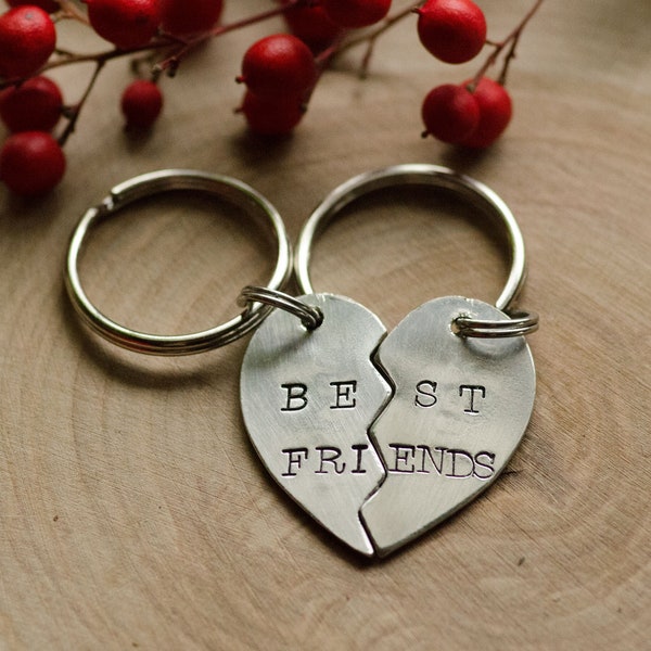 Best Friends / custom hand stamped custom dog tag, personalized metal pet ID tag, name tag, BFF key chain