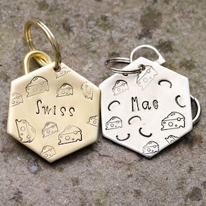 Mac & cheese - medaglietta identificativa personalizzata per animali domestici/medaglietta con nome per cani, portachiavi, zampe fangose e tumbleweed, buongustaio
