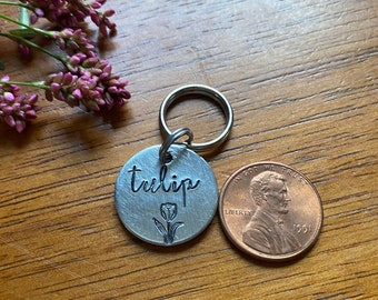 Tiny tags! Tiny tags available to customize, cat dog bunny pet ID tag, metal pet name tag