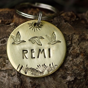 The hunt - personalized pet ID tag / metal dog name tag / bird dog