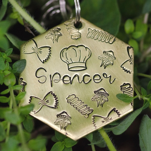 Sicilian  - personalized pet ID tag/dog name tag, keychain, muddy paws and tumbleweeds, foodie