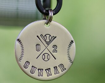 Take me out to the ballgame - pet ID tag/metal dog tag, home run keychain, sports