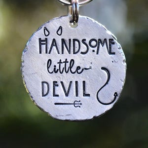 Handsome little devil / custom dog tag, personalized metal pet ID name tag, key chain