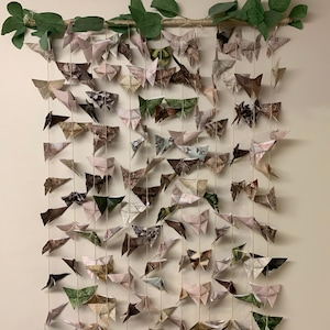 Origami butterfly wall decor with leaves