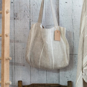 Pure Linen Tote Bag Farmhouse-style image 1