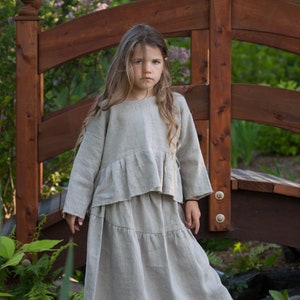 Eco Natural Linen Peasant Skirt For Girls image 1