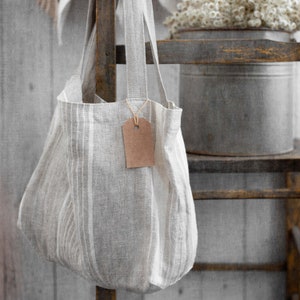 Pure Linen Tote Bag Farmhouse-style Blanc Doux