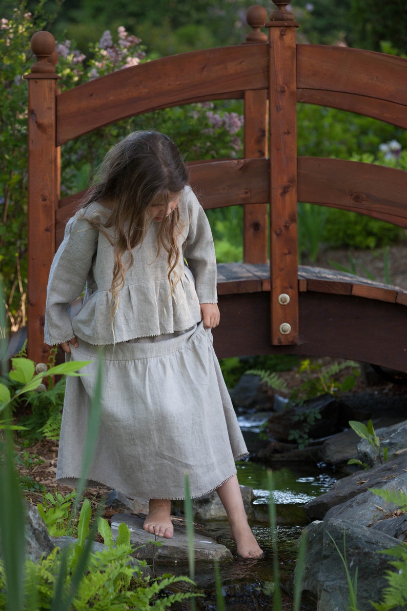 Eco Natural Linen Peasant Skirt For Girls image 2