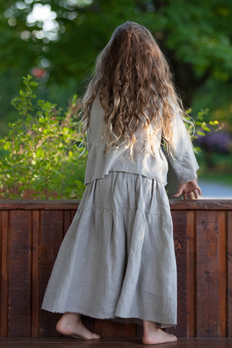 Eco Natural Linen Peasant Skirt For Girls image 7