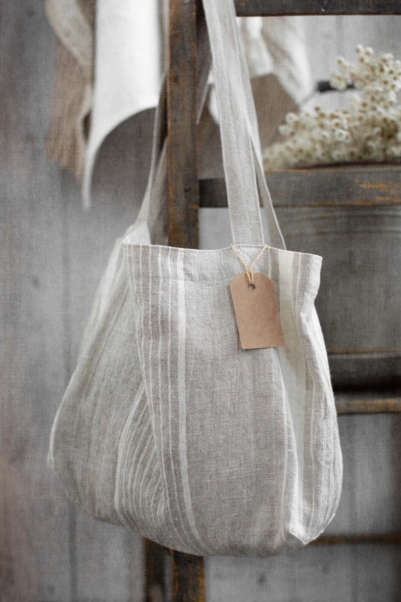 Pure Linen Tote Bag Farmhouse-style image 2