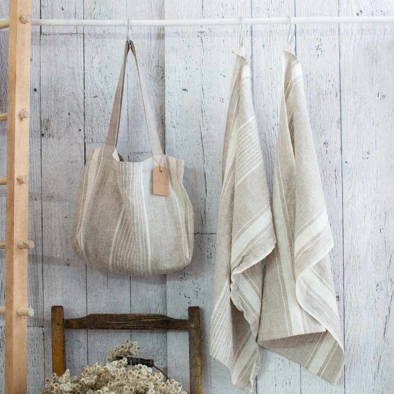 Pure Linen Tote Bag Farmhouse-style image 1