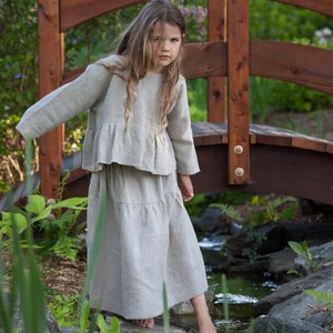 Eco Natural Linen Peasant Skirt For Girls image 3