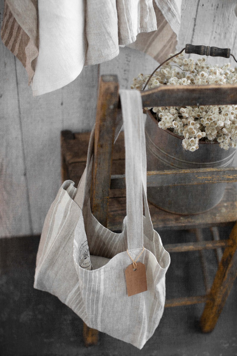 Pure Linen Tote Bag Farmhouse-style image 4