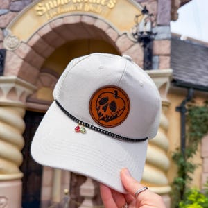 Poison Apple Hat with Gold Chain Charm and Leather Patch– Park Outfit Accessory