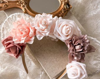 Floral Light Up Mouse Ears Elegant Princess Inspired Headband Romantic Bridal Ears Fairy Tale Floral Crown Disney Inspired Wedding Accessory