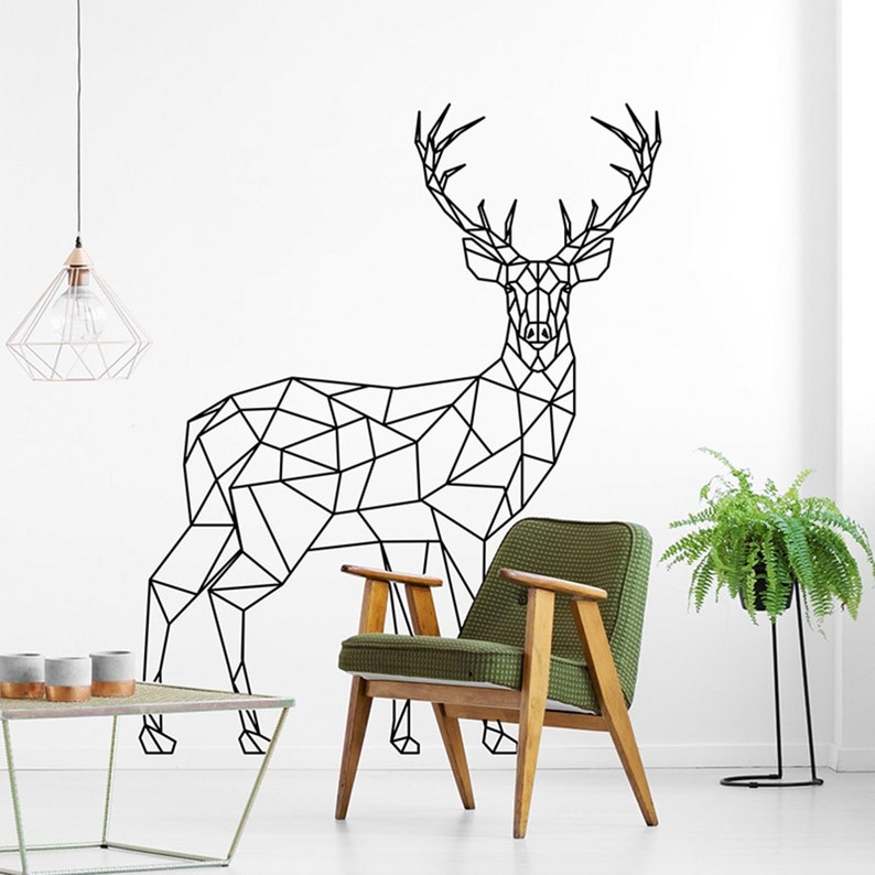 Large Geometric Deer Buck Wall DecalDeer Animal Etsy