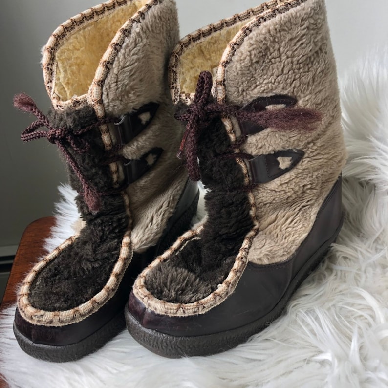 Snowland vintage 1970s sherpa mukluk nordic winter boots size | Etsy