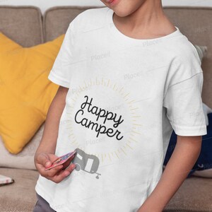 Happy Camper Sunshine Camping Kid&#39;s Fine Jersey Tee