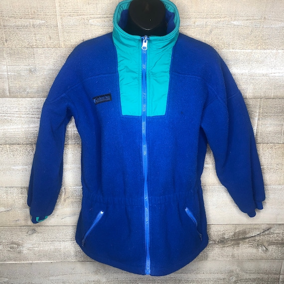 Columbia vintage 90s zip up teal blue fleece sweat