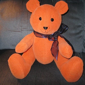 Memory Bear (15 inches tall) made from your loved one's clothing