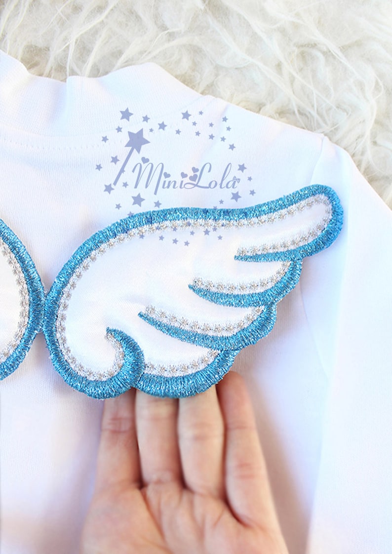 Baby Coming Home Outfit Baby Boy silvery blue Wings personalized Personalized Silver Angel Baby Boy Romper Set Embroidery name baby gift