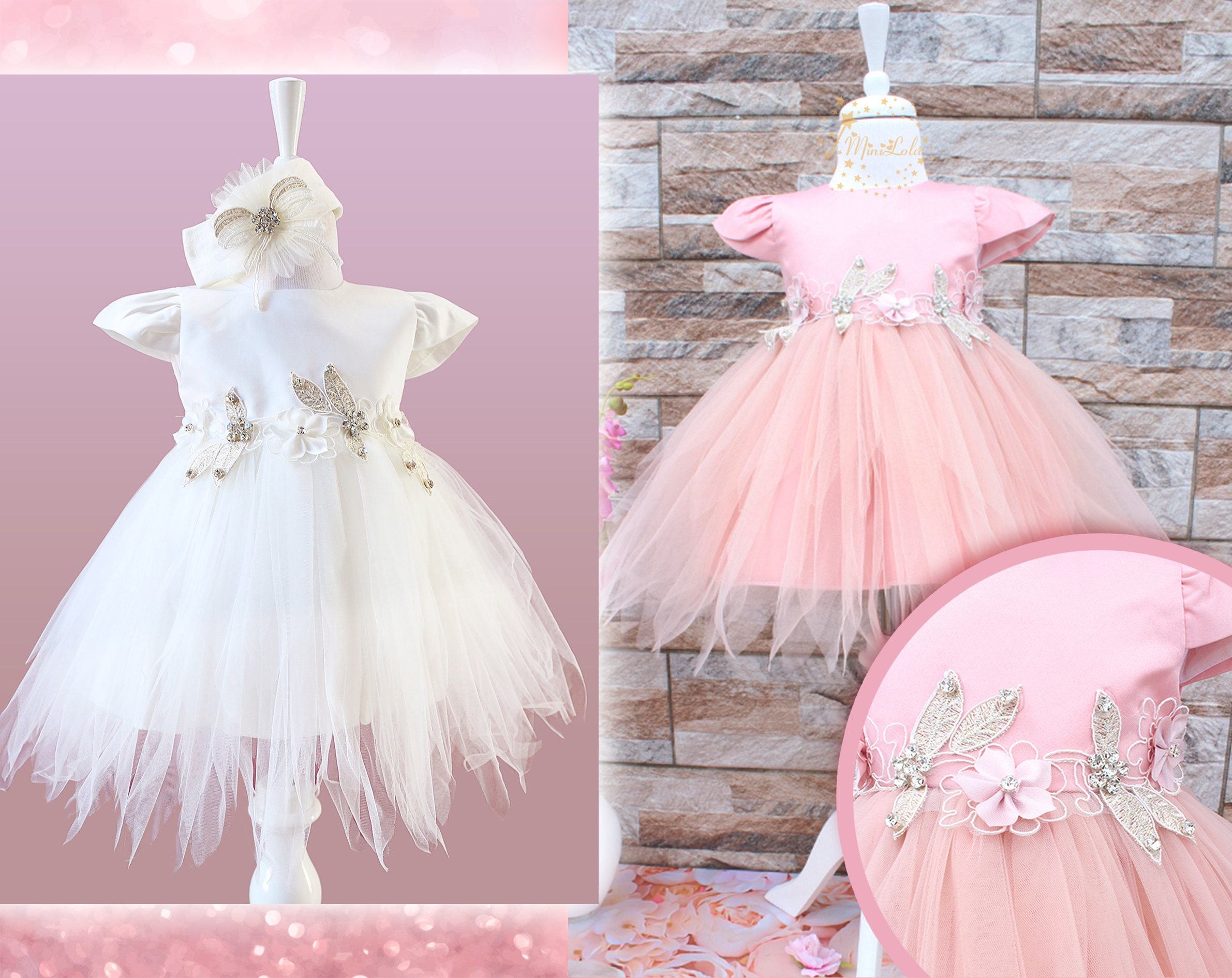 Rose Gold Baby Satin Dress Rose Fluffy Dress for Baby Dress Etsy UK