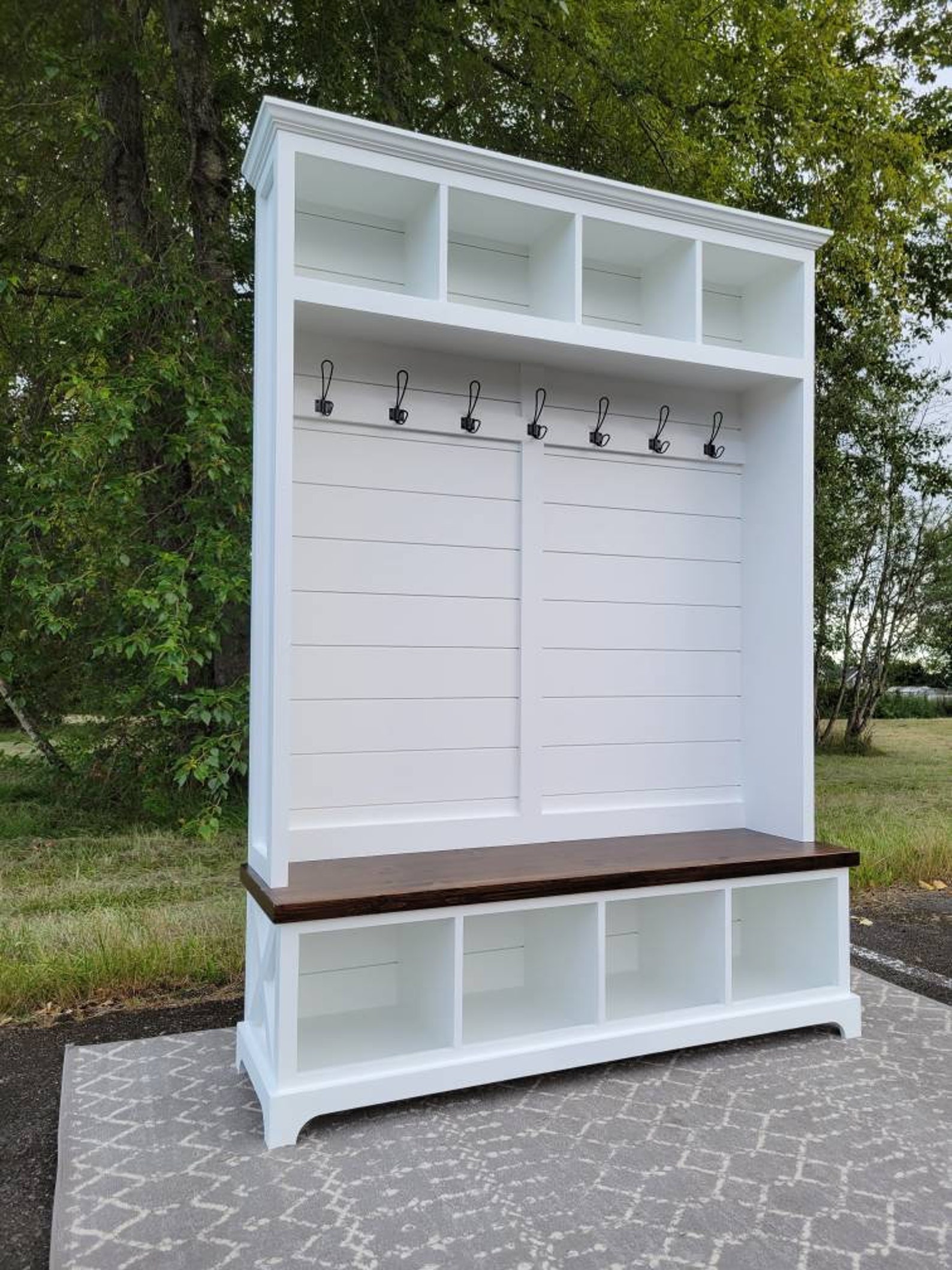 Mudroom Locker | Shiplap Hall Tree | Coat Rack | Shoe Bench | Shiplap ...