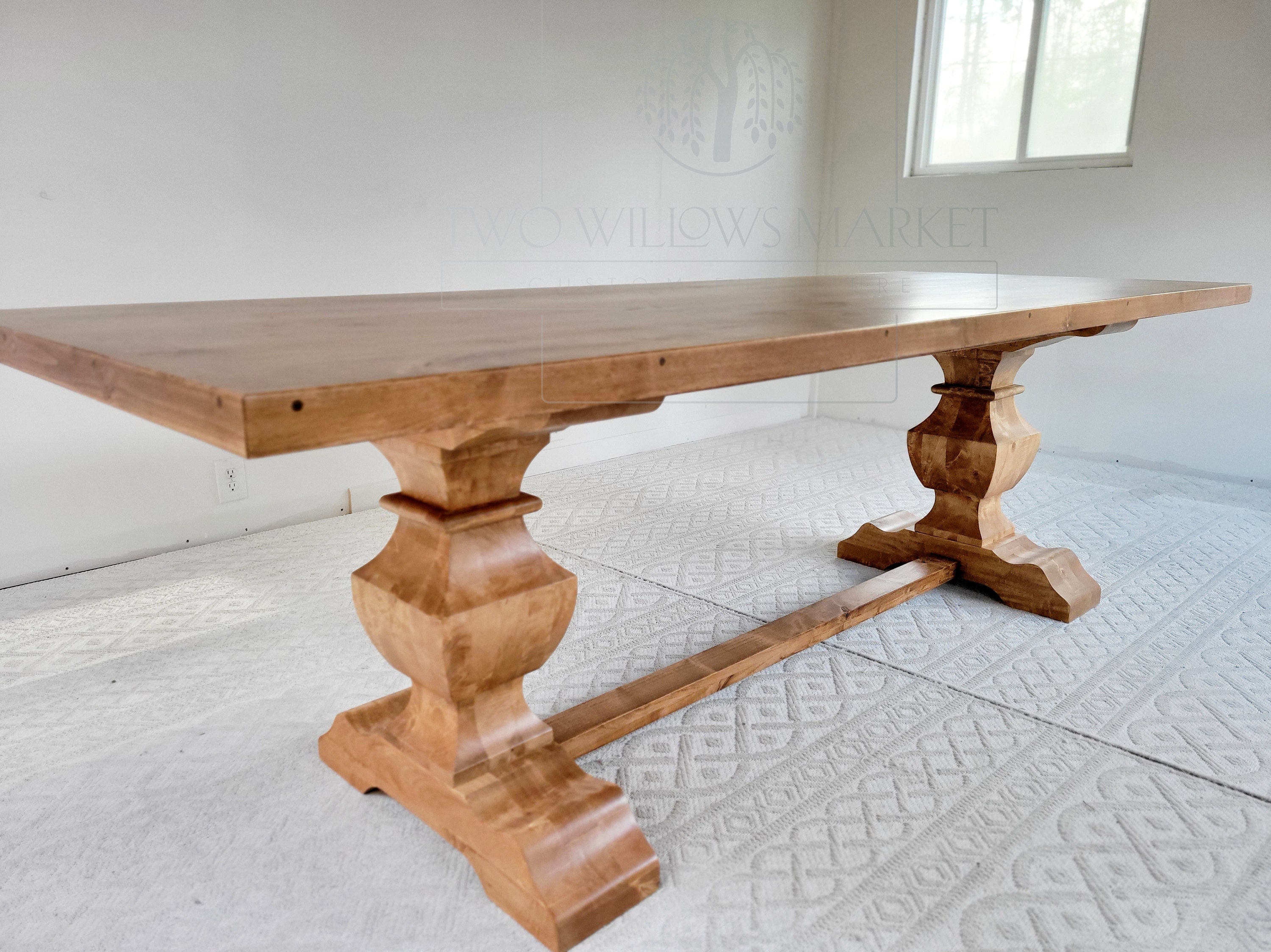 Hardwood Dining Room Table Kitchen Table Pedestal Table - Etsy