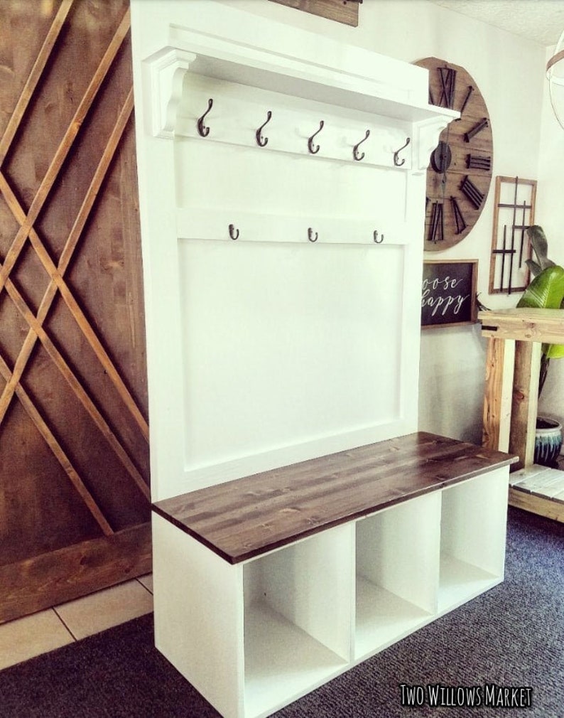 Entryway Rustic Farmhouse Hall Tree Shoe Bench Coat Rack Etsy