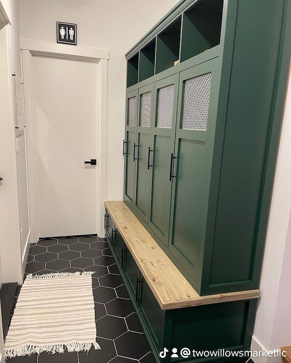 Mudroom Locker Hall Tree Storage Bench Entryway Cabinet Hallway