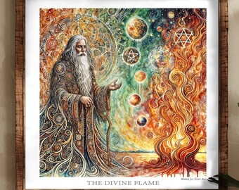 Moses and the Burning Bush Art Print: Visionary Psychedelic Wall Art