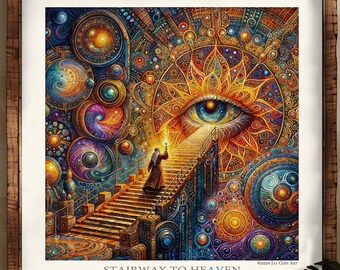 Stairway to Heaven ART PRINT, trippy wall art, divine feminine, ayahuasca, dmt, psychedelic, visionary art, psilocybin, spiritual awakening