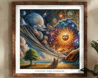 Unveil The Cosmos Print: Revelation, Visionary Art, Psychedelic, Reality Shifting, revealing secrets, escape the matrix, trippy