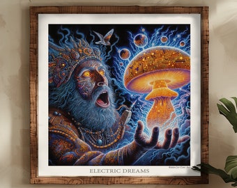 MicroDose Magic Mushroom ART PRINT - psychedelic, visionary art, psilocybin