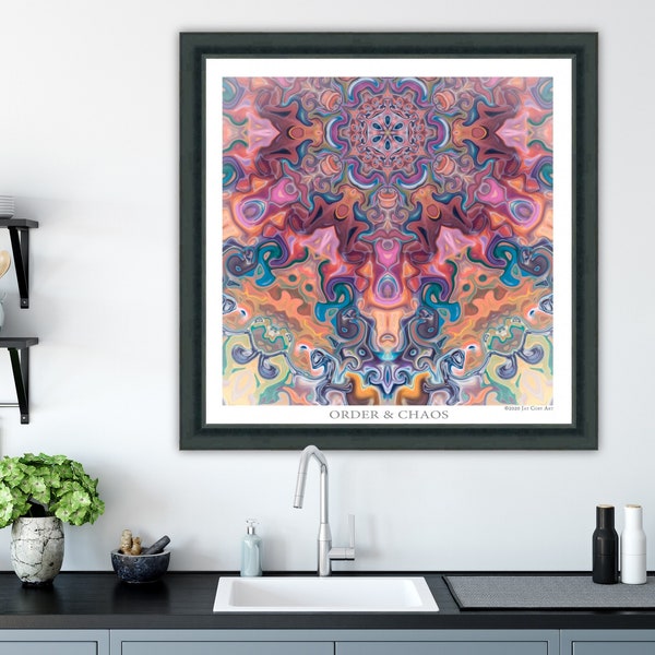 Order and Chaos - Psychedelic Art Print - Visionary Art - Digital Tie Dye - Mandala - Abstract wall art - Art Print - Mystical Art