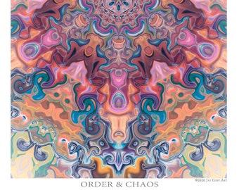 Order and Chaos - Psychedelic Art Print - Visionary Art - Digital Tie Dye - Mandala - Abstract wall art - Art Print - Mystical Art