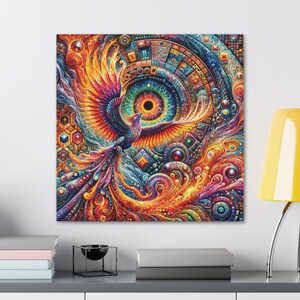 Quantum Phoenix Visionary Art Canvas Print, Rebirth Artwork, Visionary Art Print, Transformational Art, Psychedelic Wall Decor image 5