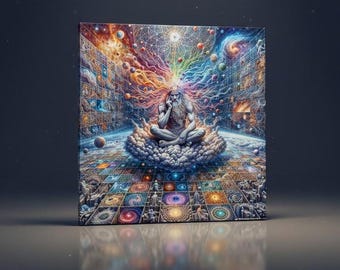 Mystic Galaxy Levitation - akashic records - Psychedelic Visionary Art Canvas (international shipping)
