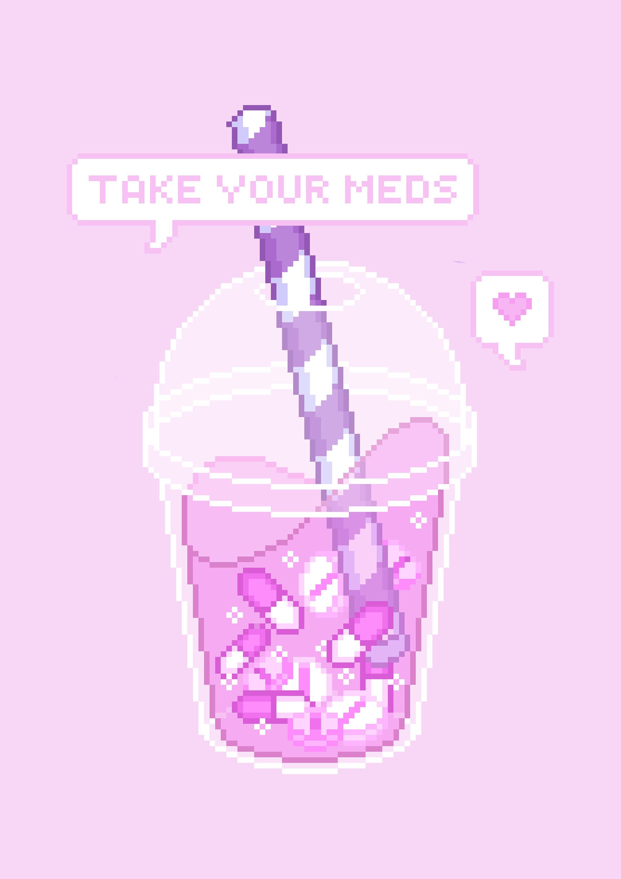 Neem je medicijnen / Bubble Tea - Pixel Mini Print