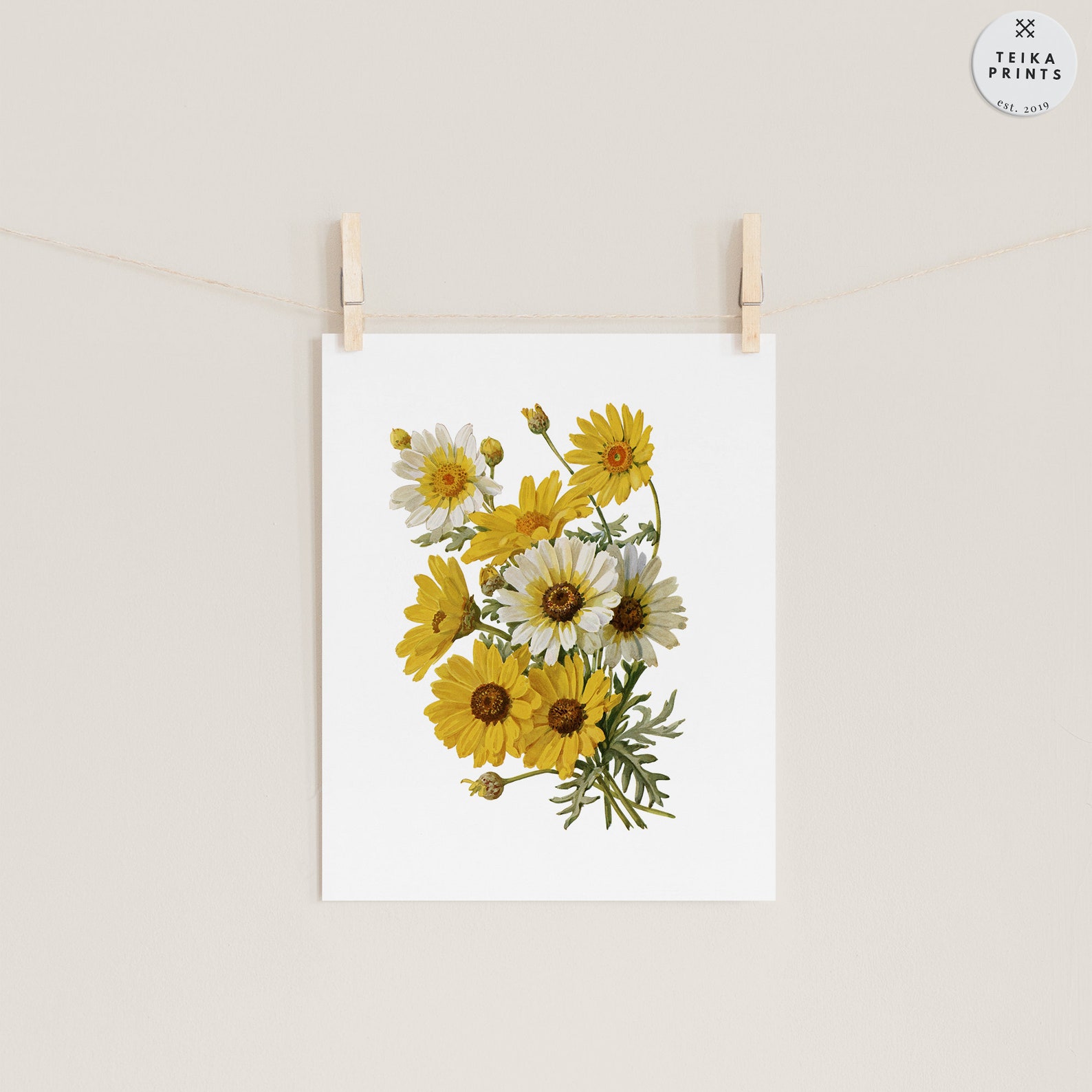 Vintage Yellow Flowers Wall Art Prints Set of 6 / Botanical Floral Wall ...