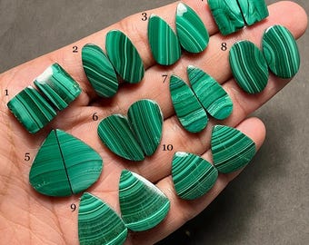 Malachite Pairs Cabochon-AAA Quality-Natural Designer Malachite Matched Pair Gemstone-Loose Gemstone-Jewelry Making Gemstone-A-515