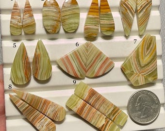 Aquatine Lemurian Calcite Pair Cab-AAA Quality-Natural Designer Aquatine Calcite Matched Pair-Flat Back Gemstone-For Jewelry Making-A-187