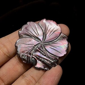 Mother of Pearl Hand Carving Stone-AAA Quality-Natural Designer MOP Flower Design Carving-Loose Stone-For Jewelry Making- 47x47x4 MM-A-197