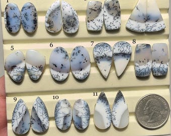 Dendrite Agate Pairs Cabochon-AAA Quality-Natural Designer Dendritic Agate Matched Pairs-Loose Gemstone-Jewelry Making Gemstone-A-100