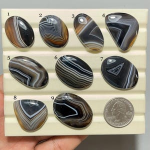 Black Banded Agate Cabochon-AAA Quality-Natural Designer Black Banded Agate Gemstone-Loose Gemstone-Jewelry Making Gemstone-A-183