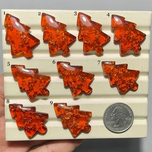 Man Made Synthetic Baltic Amber Christmas Tree Cabochon-AAA Quality-Designer Lab Created Amber Stone-Loose Stone-Jewelry Making Stone-A-195