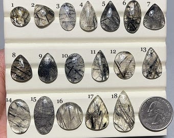 Zwarte toermalijn rutiel cabochon-AAA-kwaliteit-natuurlijk toermalijn rutiel kwarts-losse edelsteen-sieraden maken edelsteen-A-61