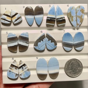 Owhyee Blue Opal Pairs Cabochon-AAA Quality-Natural Designer Blue Opal Matched Pairs-Loose Gemstone-Jewelry Making Gemstone-A-99