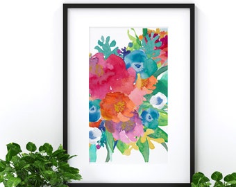 Watercolor Flowers printable wall art - Gorgeous instant download art for your bedroom, living room, bathroom or general home decor